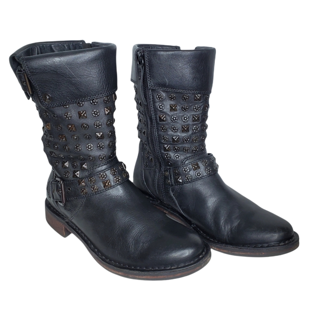 UGG Studded Conor Boots Size 7 Cuffed Mid Calf Leather Upper Rubber Sole